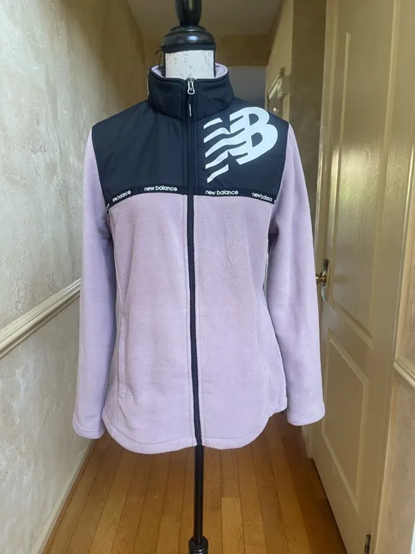 New Balance NWT Fleece Jacket Full Zip Logo Mauve Pink Gorpcore Streetwear L - Image 2