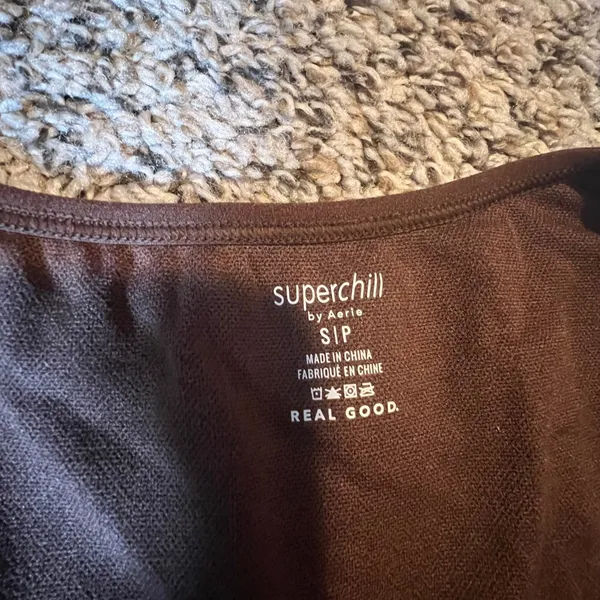 Aerie Superchill Brown Floral Lace Scoop‎ Neck Crop Top Short Sleeve Small NWT - Image 3