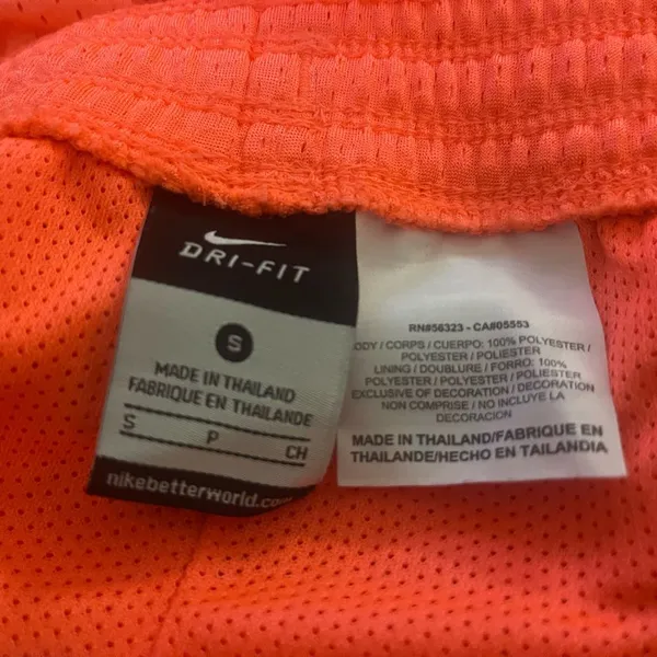 Nike Vibrant Orange Mesh Shorts with Silver Stripes - Image 5