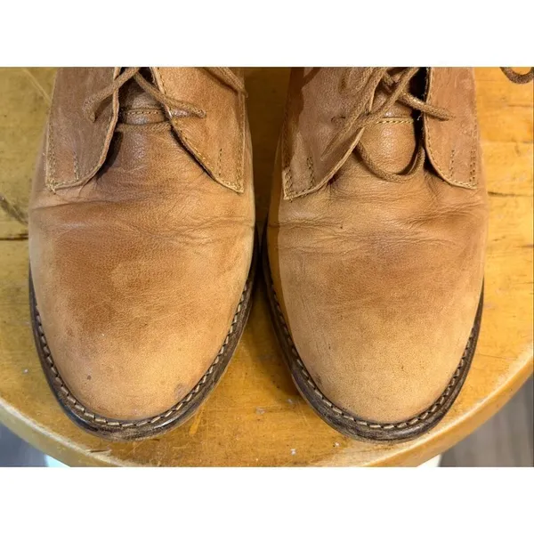 Steve Madden Jasperr Cognac Leather Lace Up Booties Womens 9 Stacked Heel - Image 8