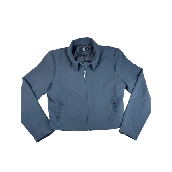 Rachel Zoe‎ Gray Full Zip Lightweight Jacket Cropped Utility Bomber Coat Sz 8 - Image 2