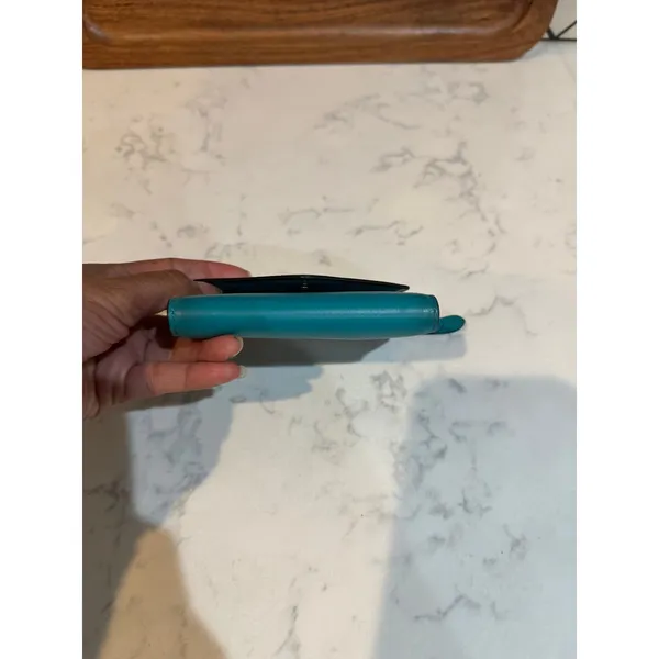 Michael Kors leather small envelope wallet snap closure turquoise 2017 preppy - Image 4