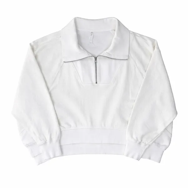 Daily Practice by Anthropologie White 1/4 Zip Cropped Sweatshirt Size L - Image 4