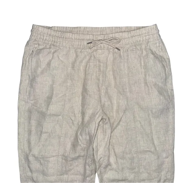 Athleta Retreat High Rise 100% Linen Ankle Pants Undyed Size XL Pull On Neutral - Image 4