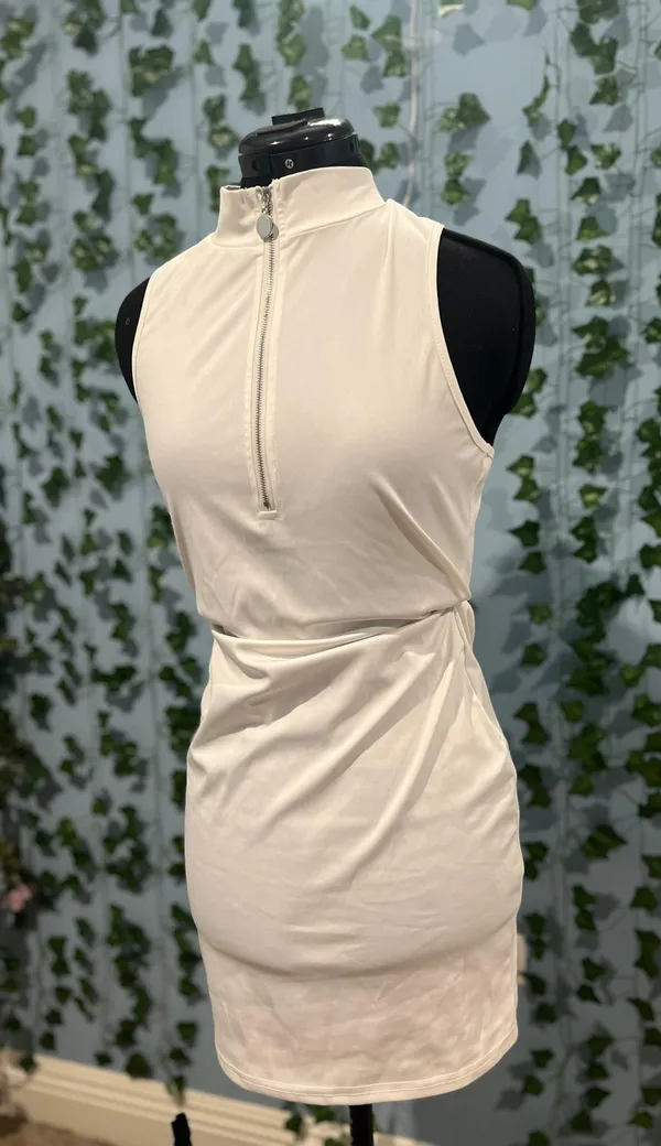 White Quarter Zip Athletic Dress Size M - Image 2