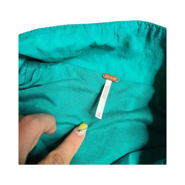 Free People‎ Now or Never Nylon Bomber Turquoise Jacket Size: XS - Image 5