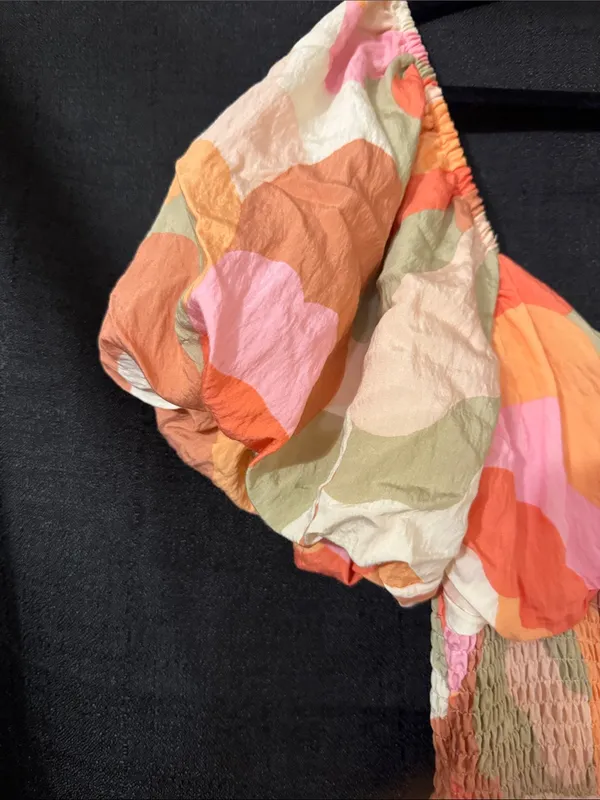 In the Beginning Pink & Orange Floral Midi Dress with V Neckline - Image 7