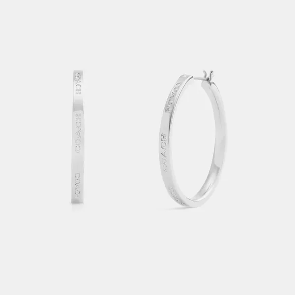 NWT Coach Medium Hoop Earrings‎ in Silver Tone - Image 6