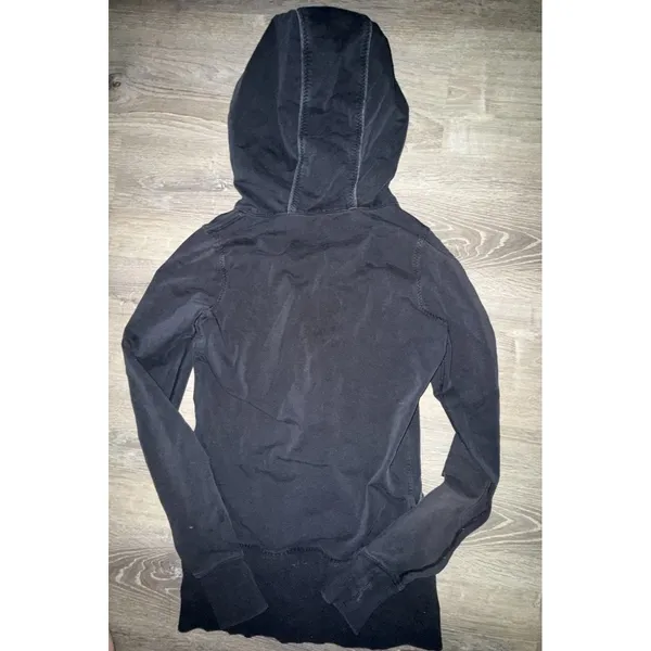 Vtg Lululemon Scuba Hoodie Women’s 6-8 Black Full Zip Yoga Jacket Thumb Holes - Image 4