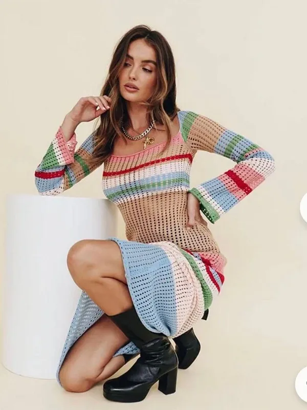 Knit Multi Colored Dress Multiple - Image 2