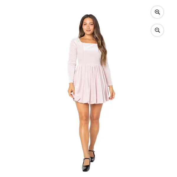 NWT Celebrity Pink Long Sleeve Velvet Bubble Hem Mini Dress - Image 3
