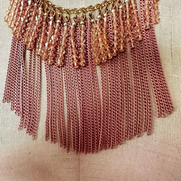 Pink beaded chain statement necklace - Image 4