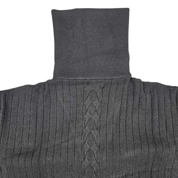 Area Stars Black Shimmer‎ Ribbed Cable Knit Quarter Zip Sailor Collar Sweater S - Image 4