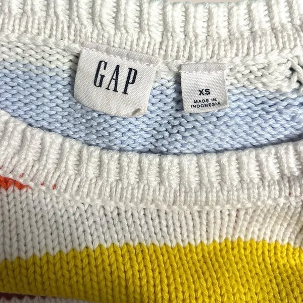 GAP Womens‎ XS Multicolor Stripe Cotton Knit Crewneck Sweater Pullover Preppy - Image 7