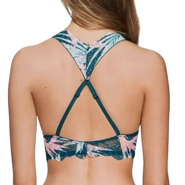 Victoria’s Secret PINK Tropical Teal Date Push Up V Wire Racerback Padded Bralette Small - Image 2