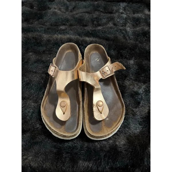 BIRKENSTOCK Gizeh Rose Gold Birko-Flor SANDALS Slide Thong Womens Sz 37 US‎ 6 - Image 2