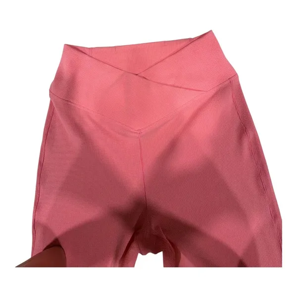 Halara Crossover High Waisted Ribbed Flare Yoga Pants Pink Size S - Image 4