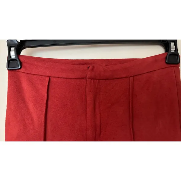 Burnt Orange Flare Faux Suede Funky High Waisted Pants Women's Sz Small - Image 3