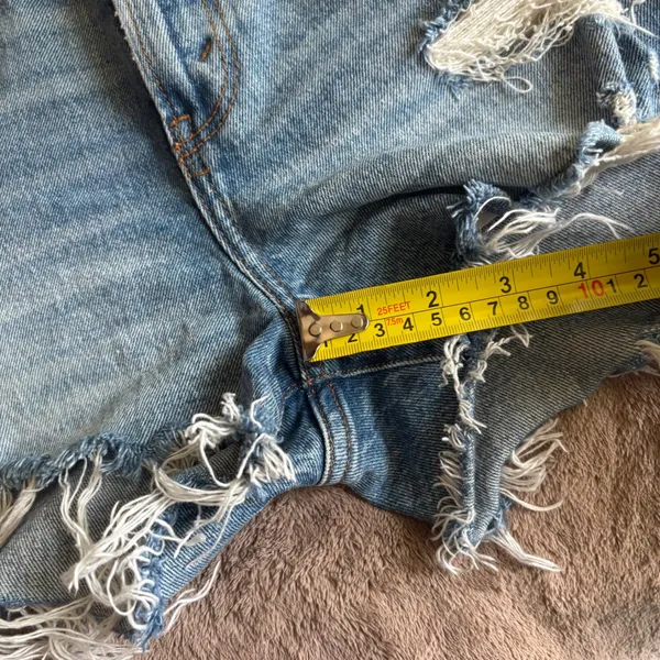 Abercrombie & Fitch Curve Love Mid Rise Mom Shorts Distressed Blue 25 0 - Image 8