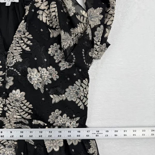 Polagram Black Floral‎ Tiered Maxi Dress Long Sleeve V-Neck Boho PSD3991-A Small - Image 6