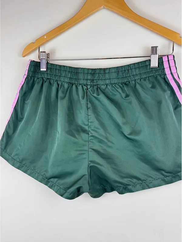 Edikted Nikki Nylon Shorts Dark Green Pink Side Stripe Y2K Athletic Size L - Image 9