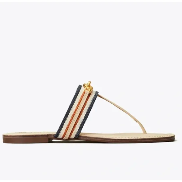 Tory Burch Jessa Cream Thong Nautical Preppy Sandal Size 7.5 - Image 8