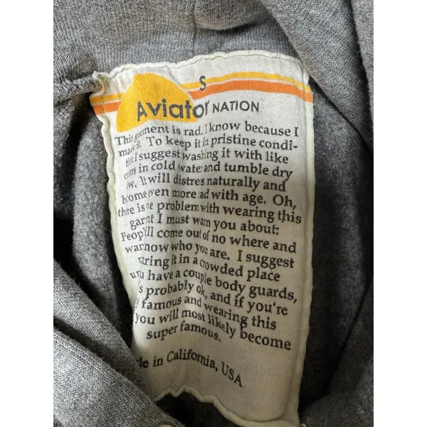 Aviator Nation Velvet Striped Pullover‎ Hoodie Gray Size Small - Image 11