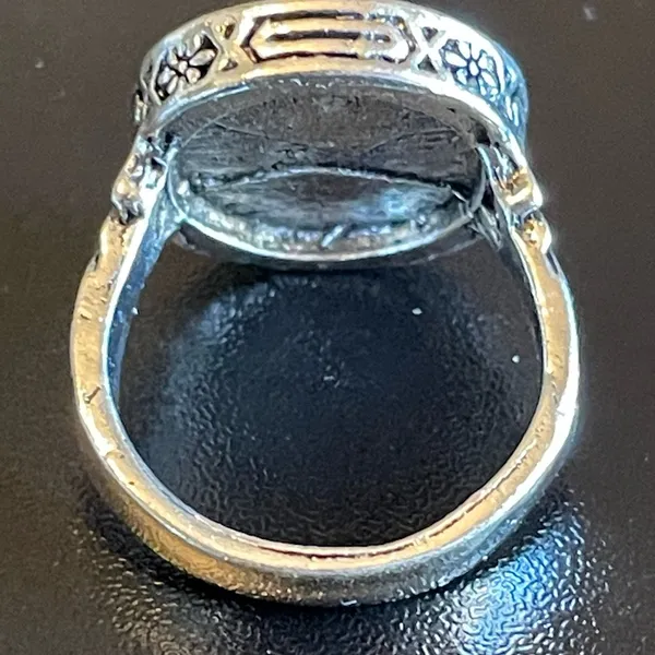 Round black obsidian S925 silver woman ring size 6.5 - Image 4