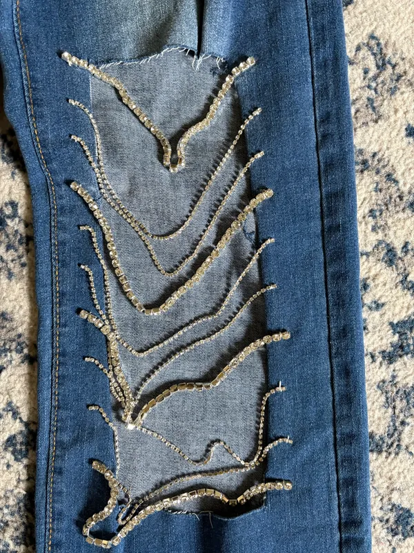 Rhinestone Jeans Blue - Image 4