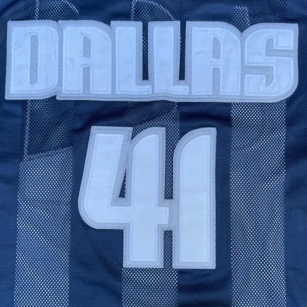 Vintage Dallas Mavericks 41 Dirk Werner Nowitzki Blue Hersey - Image 3