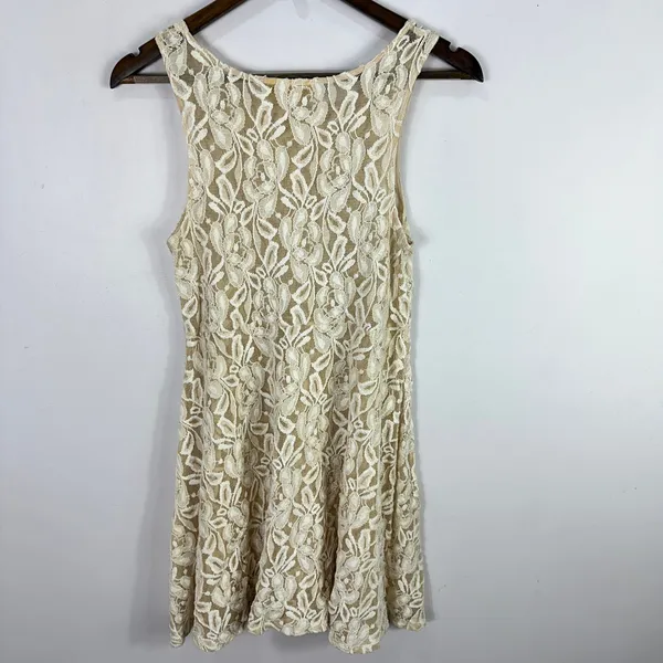 Free People Lace Dress Small Ivory Sheer Boho Cottagecore Fairy Romantic Vintage - Image 6