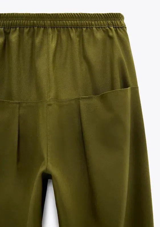 ZARA NWT Baggy Low Waisted Pants W Pockets Green - Image 7