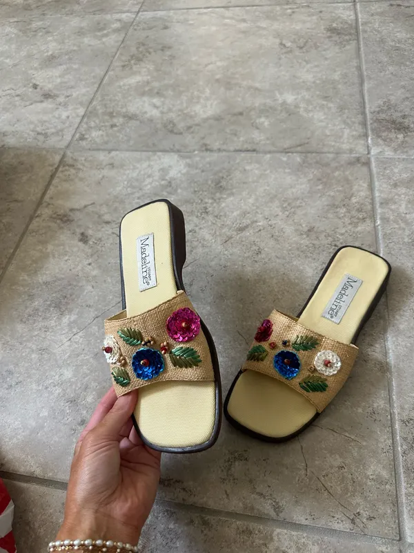 Madeline Stuart Vintage raffia slide sandals - Image 3