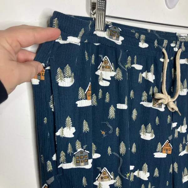 Brave‎ little ones bamboo pajama pants navy blue winter scene women's size XXL - Image 2