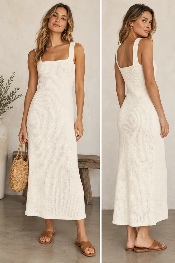 Rachel Pally Janna Ribbed Knit Sweater Dress in Oatmeal Bodycon, Size L - Image 2