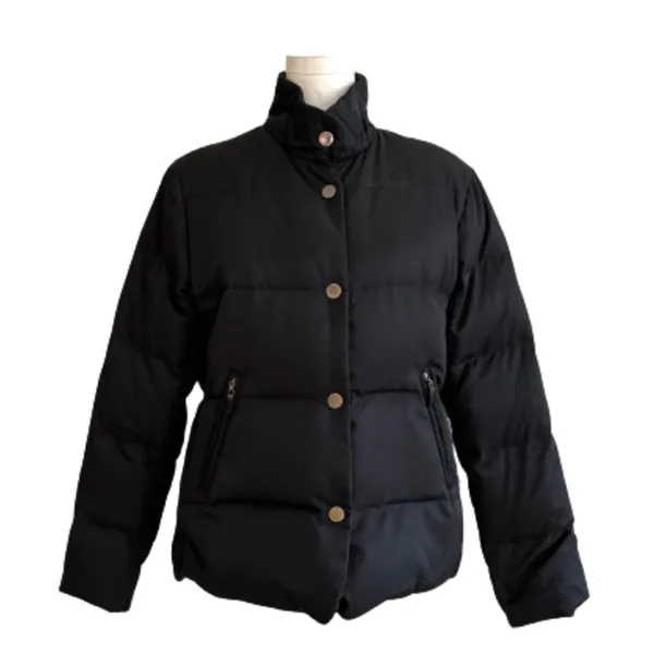 Talbots Puffer Coat Jacket Black Reversible Brown Down Puffer Medium Petite - Image 11