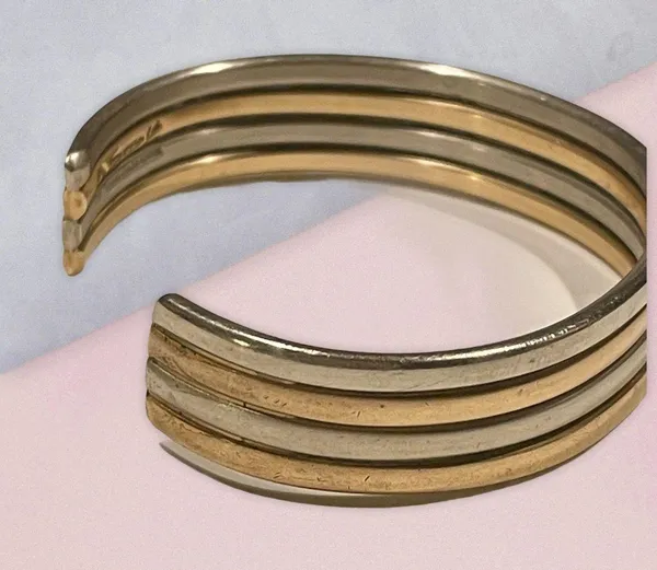 Sergio Lub Vintage  Copper/Silver Cuff Bracelet - Image 4