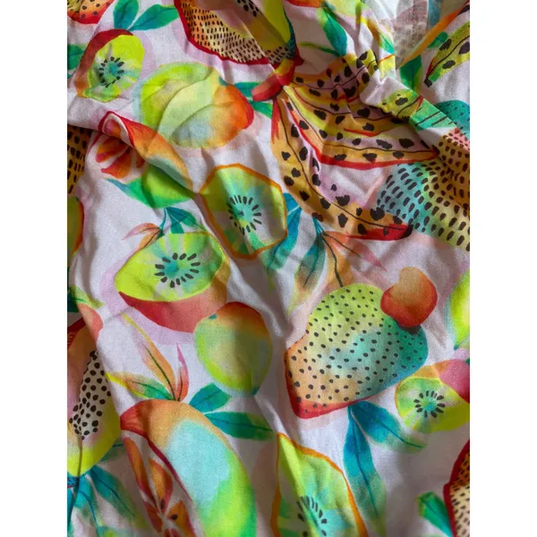 NWT Farm Rio Anthropologie Wrap Top XL Multi Tropical Fruit Beaded Tassel Summer - Image 4