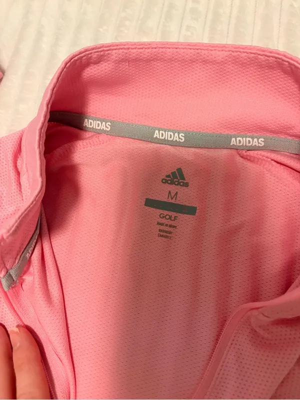 Adidas Golf Women 1/4 Zip UPF50 Shirt Pullover in Light Pink Size M Sporty Golf - Image 4