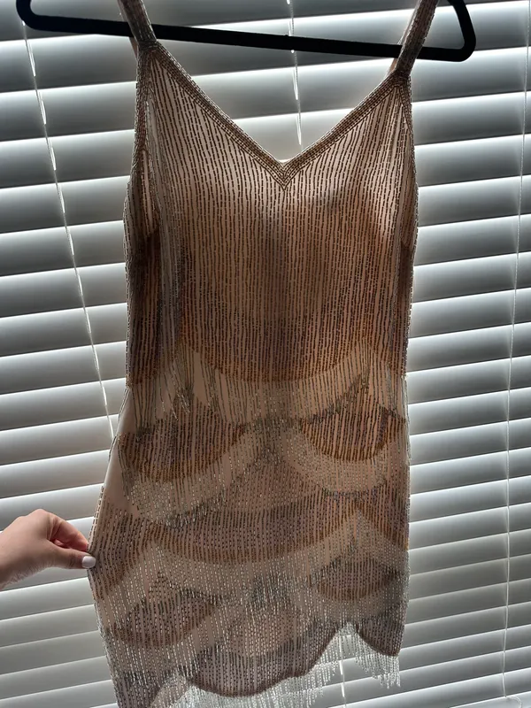 ASOS Miss Selfridge embellished gold mini dress - Image 7