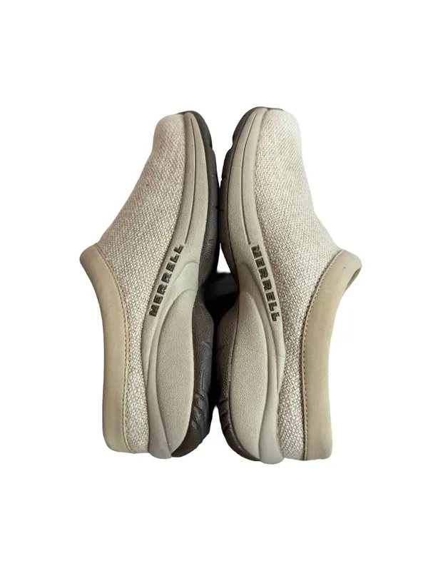 Merrell Oatmeal Canvas On Clogs Mules Slides Comfort Lightweight Size 7 Women's - Image 9