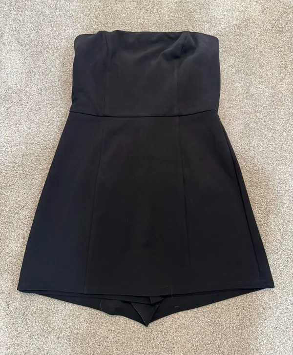 Lulus Black Strapless Tailored Romper - Image 2