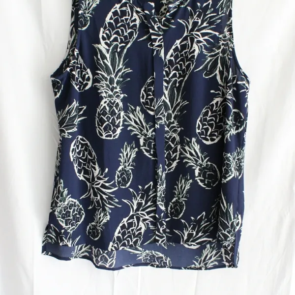 c&e | Pineapple Patterned Tank Top Blue Size XL - Image 3