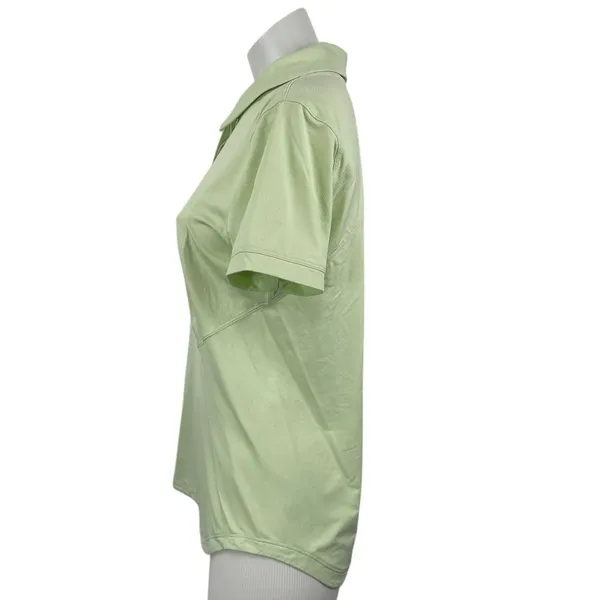 Lululemon Women's Green Quick Dry Short Sleeve Tennis Gold Athletic Polo Shirt M - Image 2