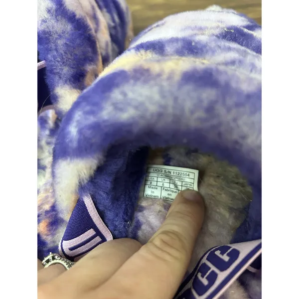 UGG Fluff Yeah Slide Violet Night Marble Tie Dye Slippers 1122554 Womens 8‎ - Image 8