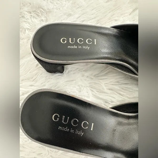 Authentic GUCCI‎ Mule Slides Kitten Stingray Heel Shoes 7.5 7 1/2 - Image 4
