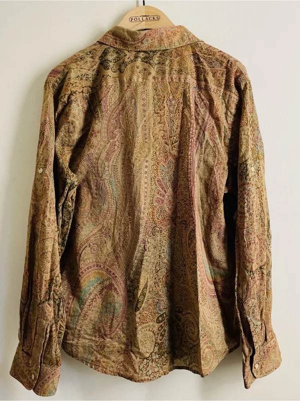 Lauren Ralph Lauren Paisley Button Down Shirt Size M Cotton Boho Blouse Brown - Image 2