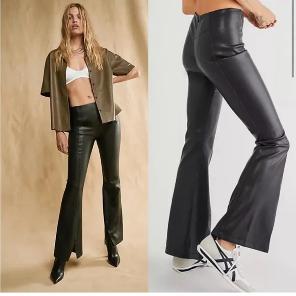Free People We The Free‎ Real Deal Slit Vegan Pants black sz 26 - Image 3