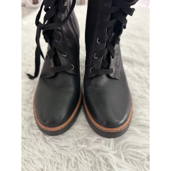 Naturalizer Callie black leather‎ lace-uP heeled bootie boots 10 - Image 2