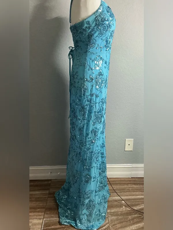 Lulus Blue Turquoise Maxi Dress Women’s Size L Long Formal Wedding Guest Summer. - Image 5